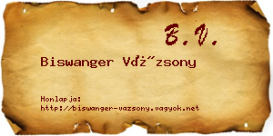 Biswanger Vázsony névjegykártya